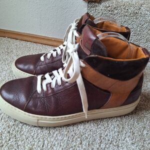 Frye Owen Mens Leather Two Tone Brown High Top Sneaker Size 8.5